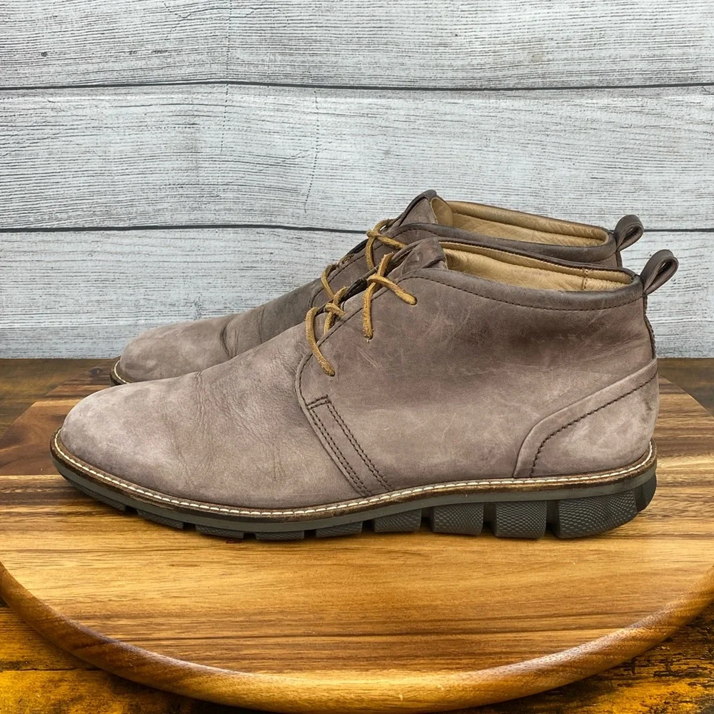 Ecco Men’s Jeremy Hybrid Chukka Boots Brown Nubuck Leather Shoe Size 12 EU 46
